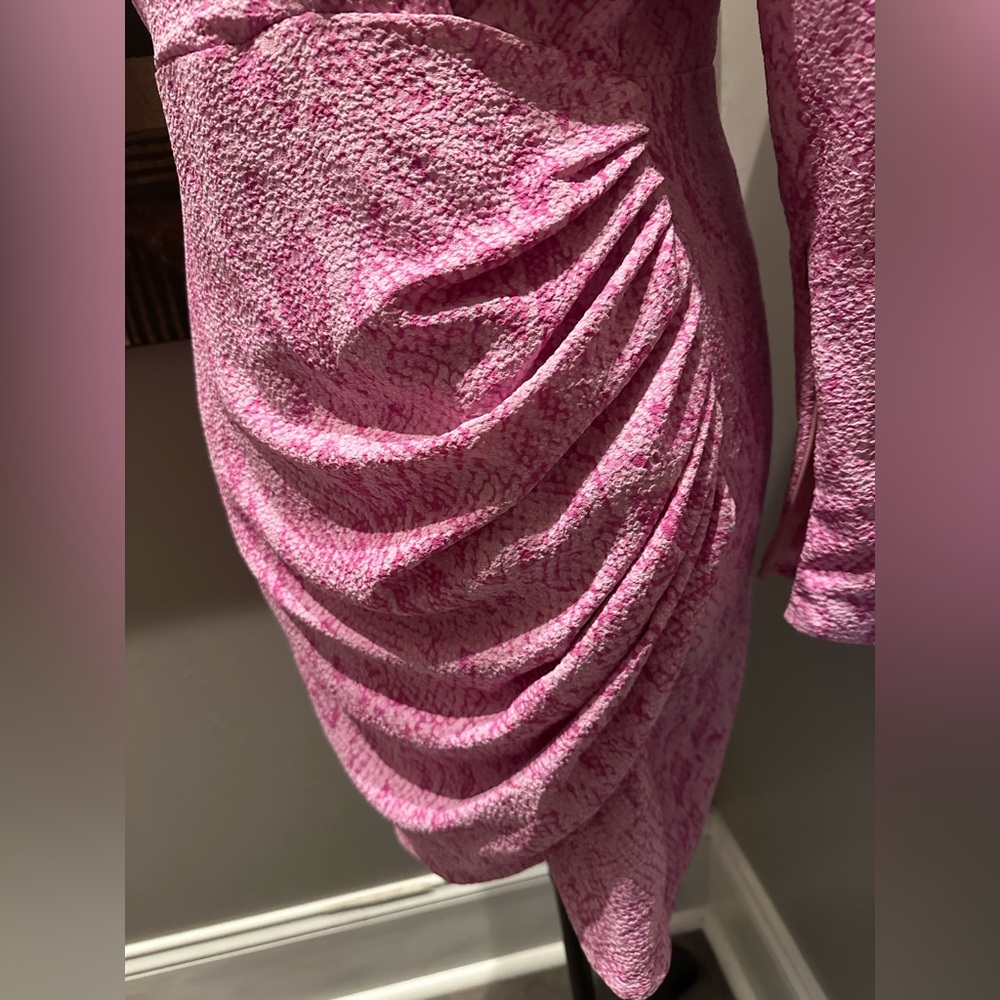 Retro 80’s Pink Puff-Sleeve Mini Dress - Snakeskin Print EUC - Picture 7 of 11